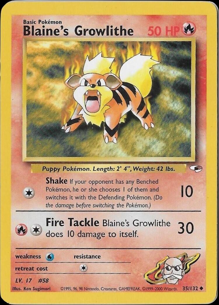 Blaine's Growlithe 35/132 - Gym Heroes
