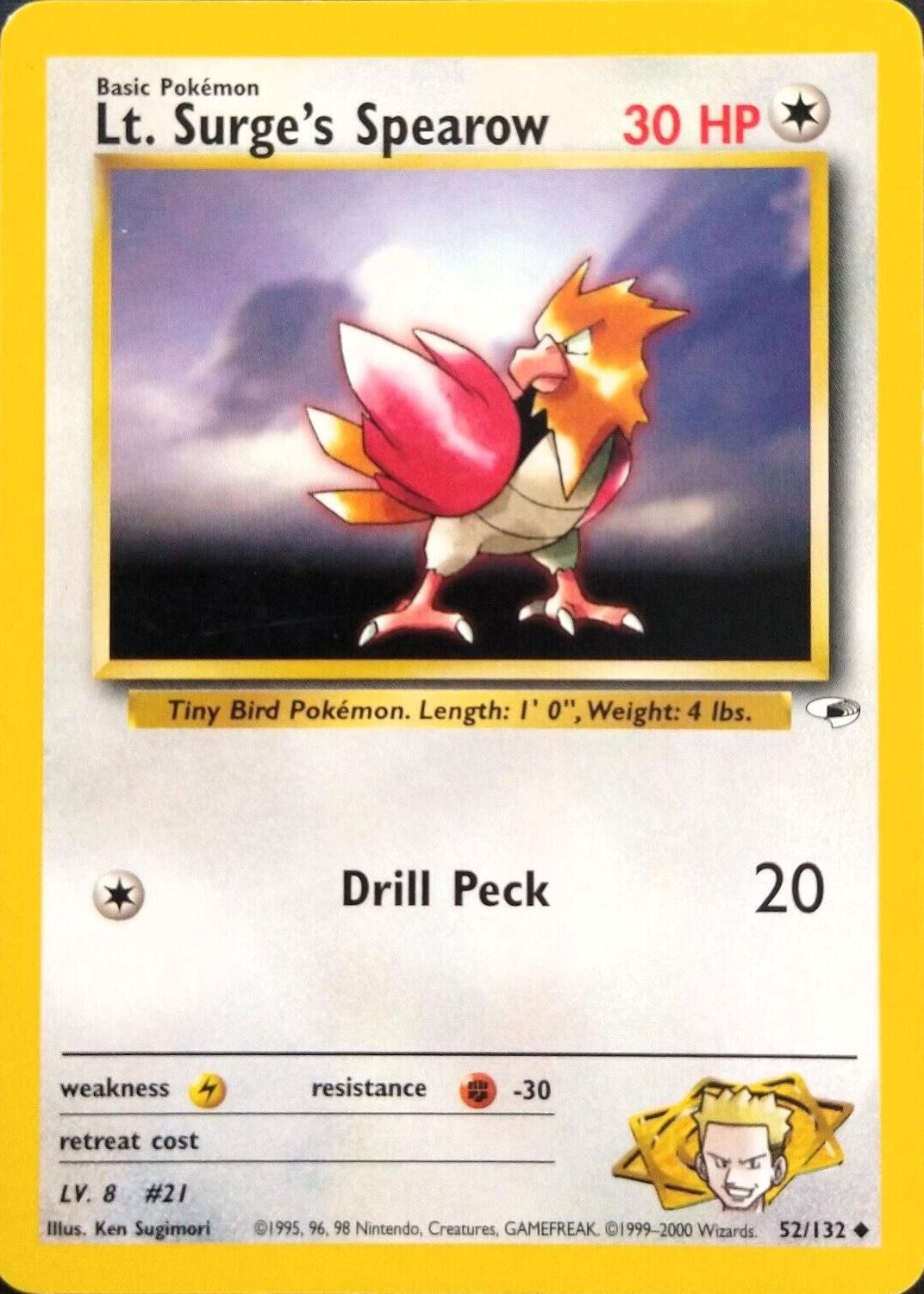 Lt. Surge's Spearow 52/132 - Gym Heroes