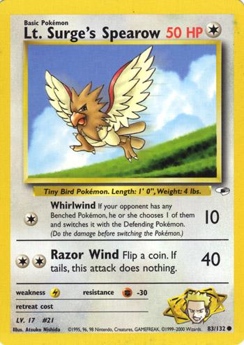 Lt. Surge's Spearow 83/132 - Gym Heroes
