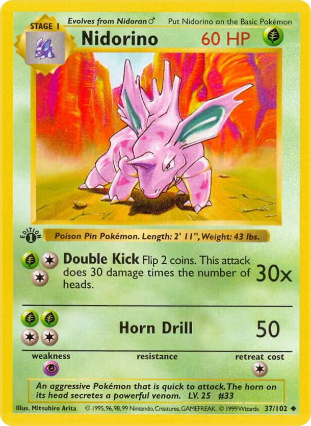 Nidorino 37/102 - Base Set