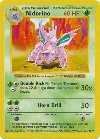 Nidorino 37/102 - Base Set